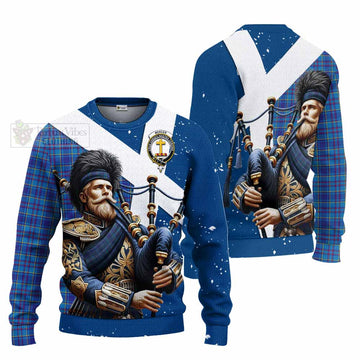 Mercer Tartan Knitted Sweater with Family Crest Scottish Bagpiper Vibes