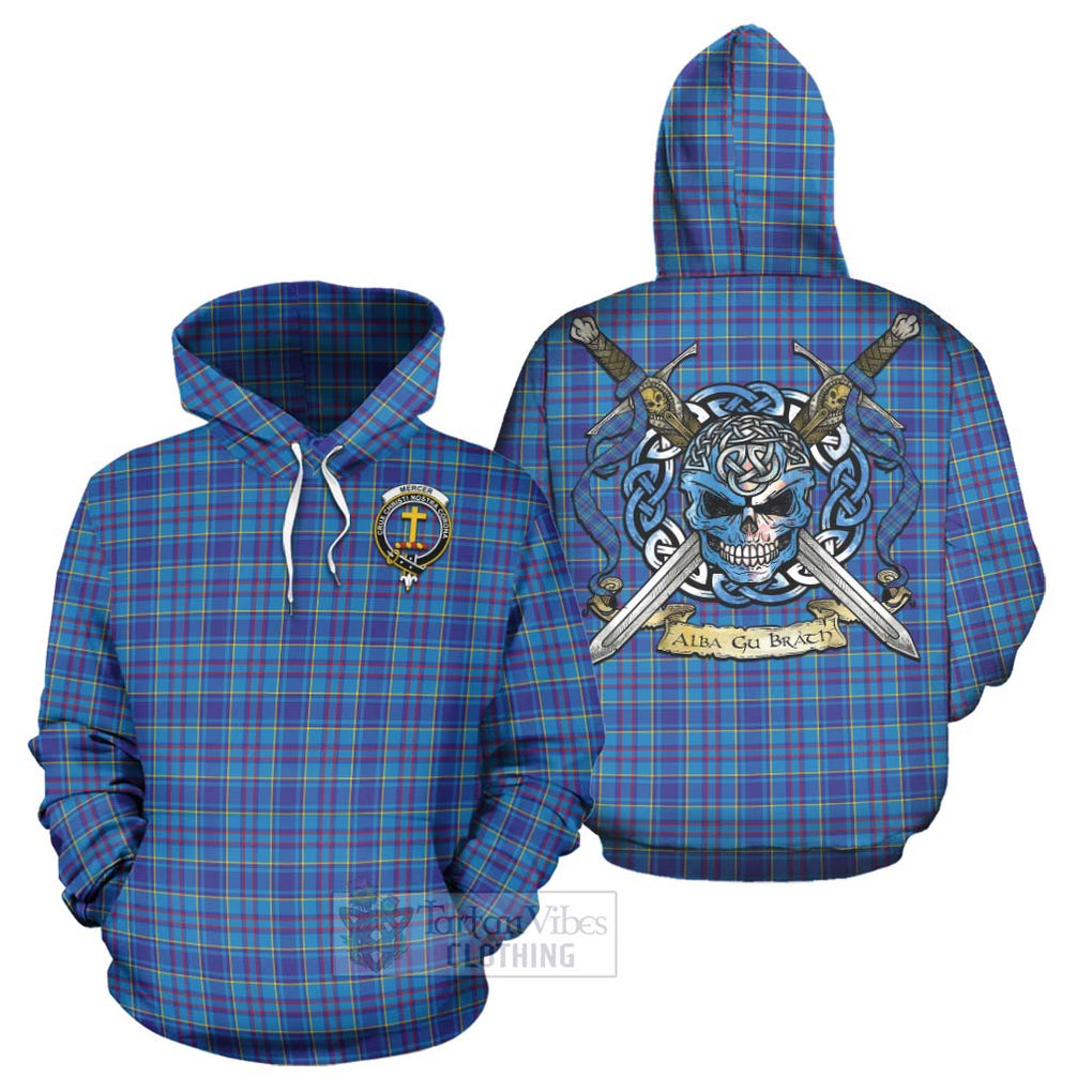 Tartan Vibes Clothing Mercer Tartan Hoodie with Family Crest Celtic Skull Style