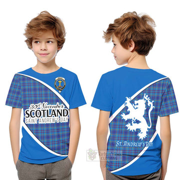 Mercer Family Crest Tartan Kid T-Shirt Celebrate Saint Andrew's Day in Style