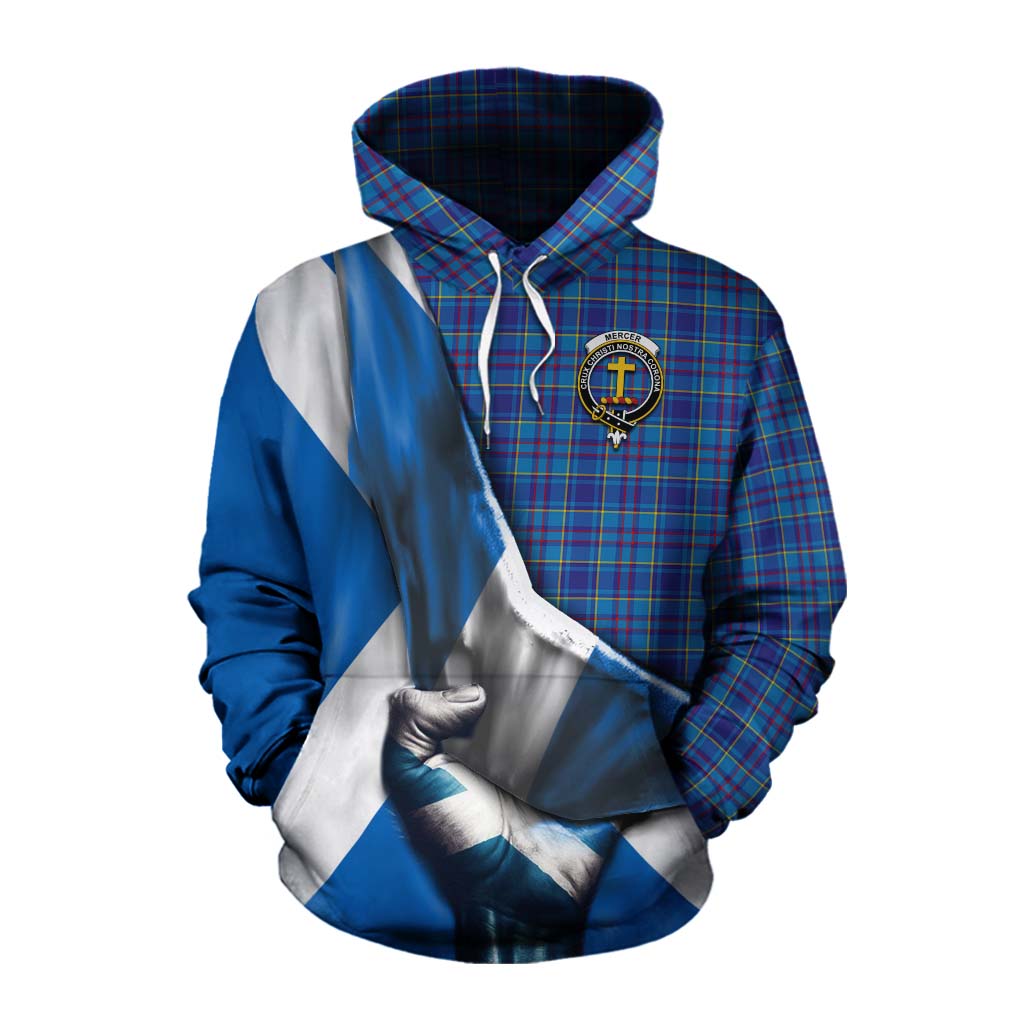 Tartan Vibes Clothing Mercer Tartan Cotton Hoodie with Family Crest Scotland Patriotic Style