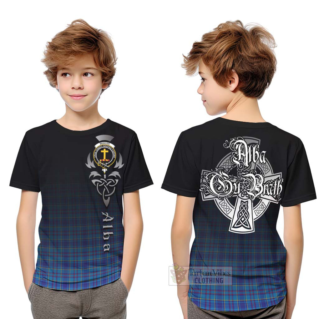 Tartan Vibes Clothing Mercer Tartan Kid T-Shirt Featuring Alba Gu Brath Family Crest Celtic Inspired