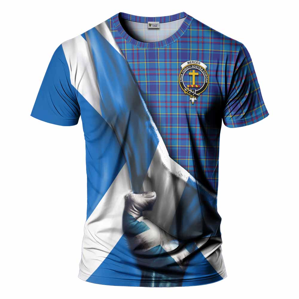 Tartan Vibes Clothing Mercer Tartan T-Shirt with Family Crest Scotland Patriotic Style