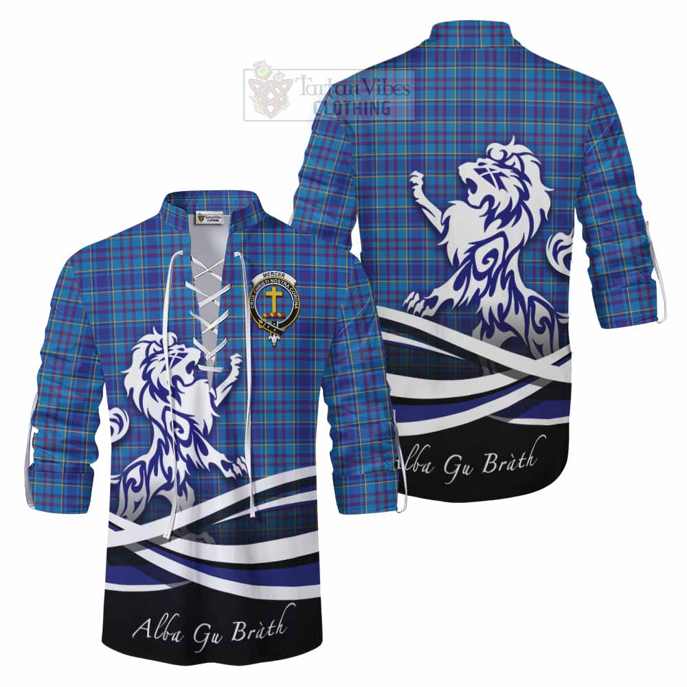 Tartan Vibes Clothing Mercer Tartan Ghillie Kilt Shirt with Alba Gu Brath Regal Lion Emblem