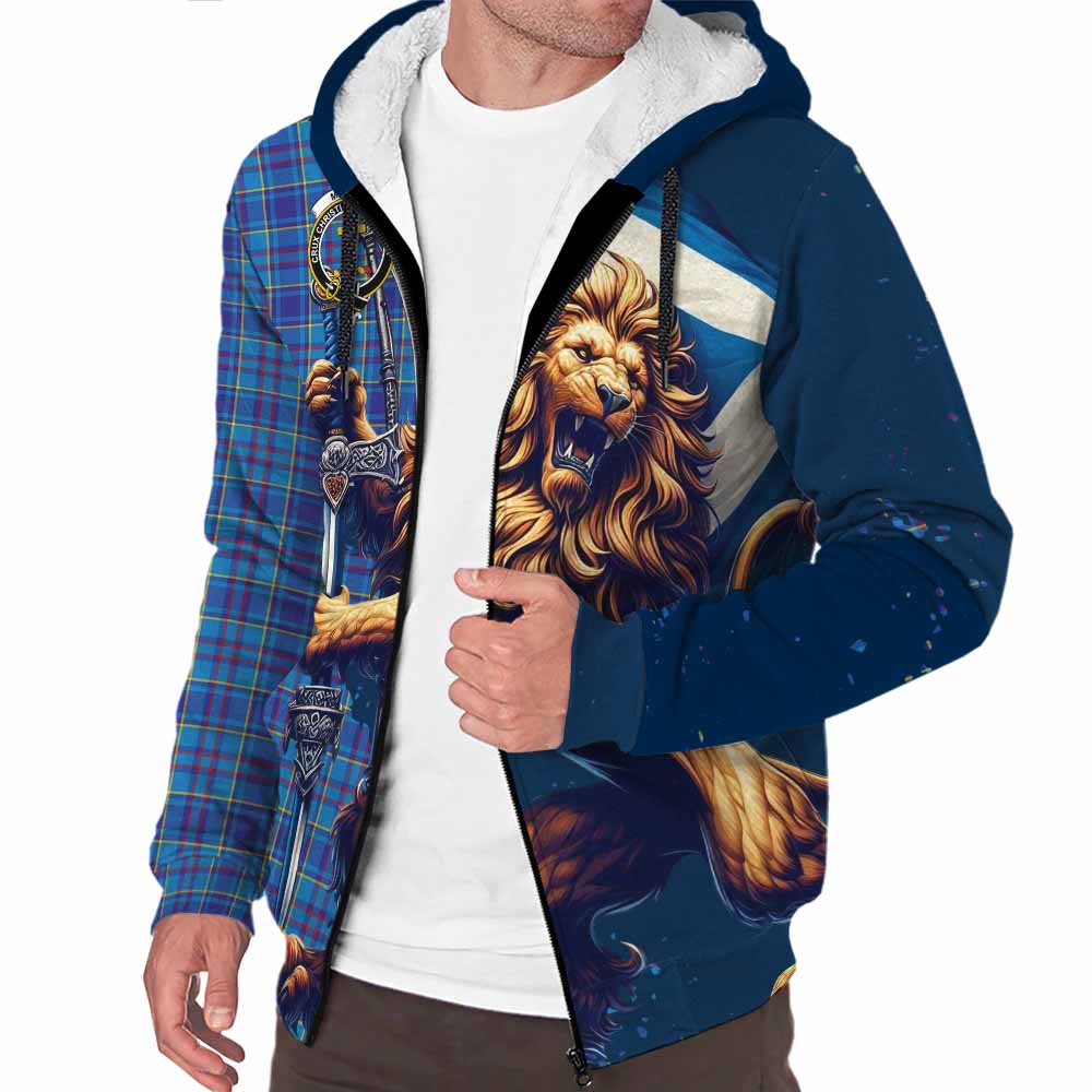 Tartan Vibes Clothing Mercer Tartan Family Crest Sherpa Hoodie with Scottish Majestic Lion