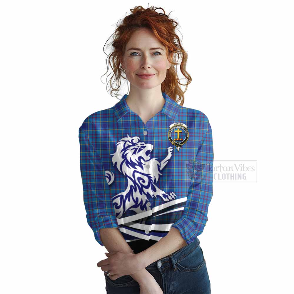 Tartan Vibes Clothing Mercer Tartan Women's Casual Shirt with Alba Gu Brath Regal Lion Emblem