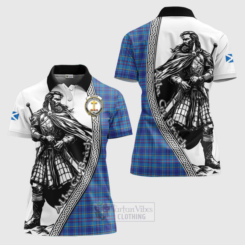 Tartan Vibes Clothing Mercer Tartan Clan Crest Women's Polo Shirt with Highlander Warrior Celtic Style