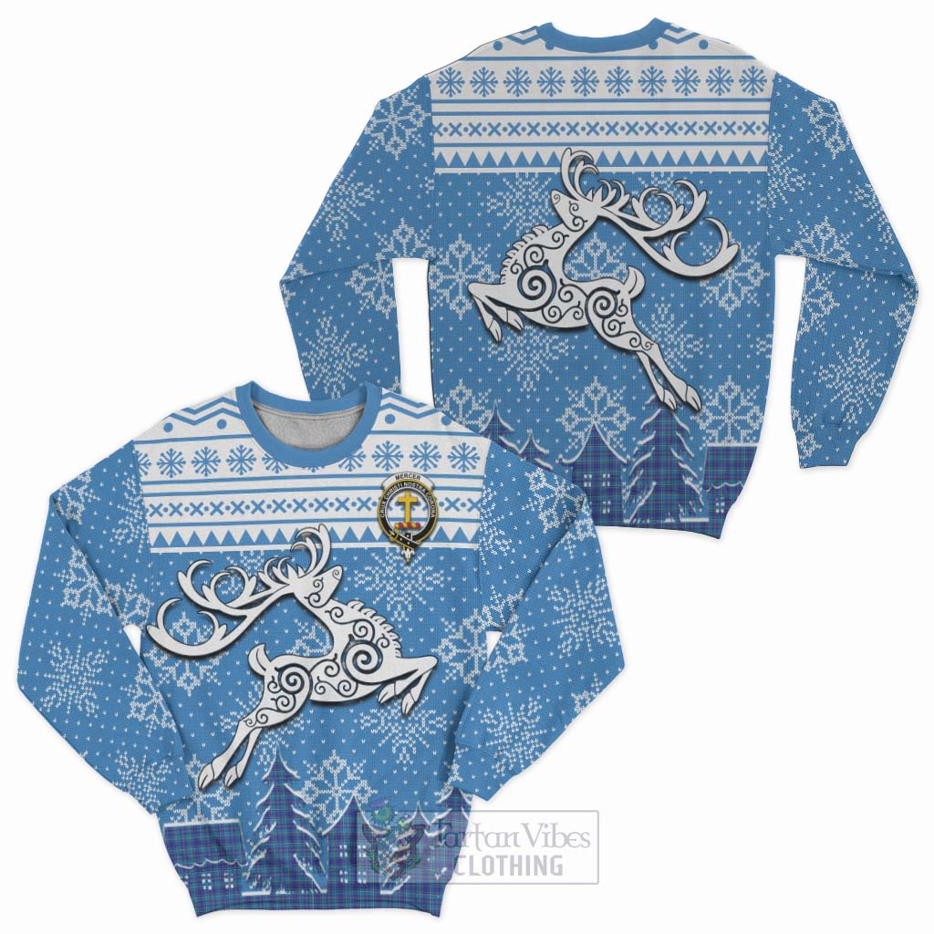 Tartan Vibes Clothing Mercer Clan Christmas Sweatshirt Celtic Reindeer Style