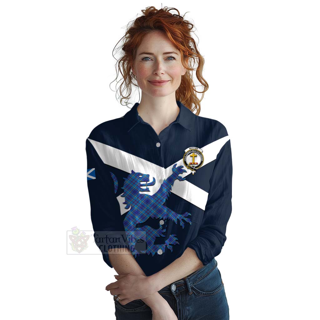 Tartan Vibes Clothing Mercer Tartan Lion Rampant Women's Casual Shirt Proudly Display Your Heritage with Alba Gu Brath and Clan Name