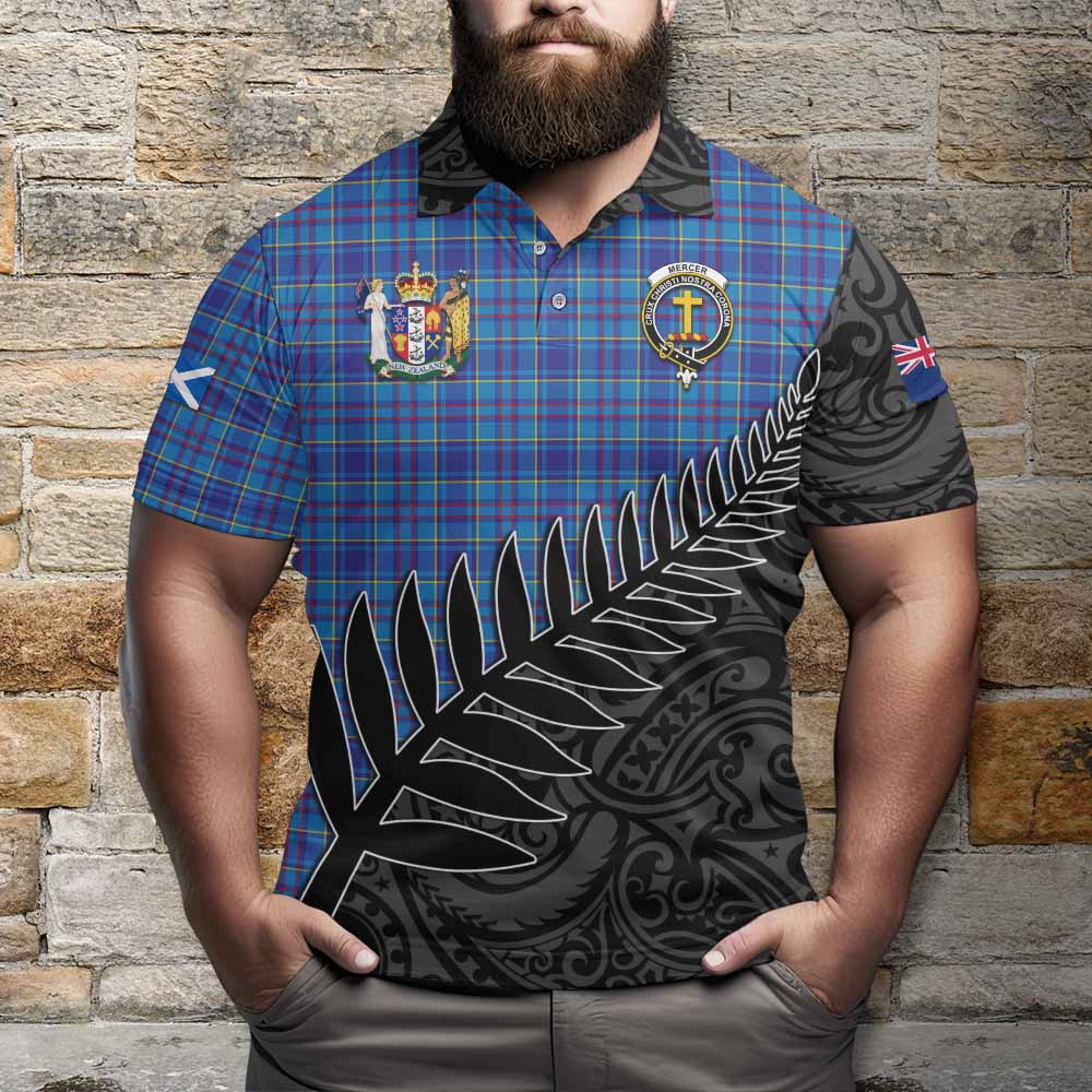 Mercer Crest Tartan Polo Shirt with New Zealand Silver Fern Half Style