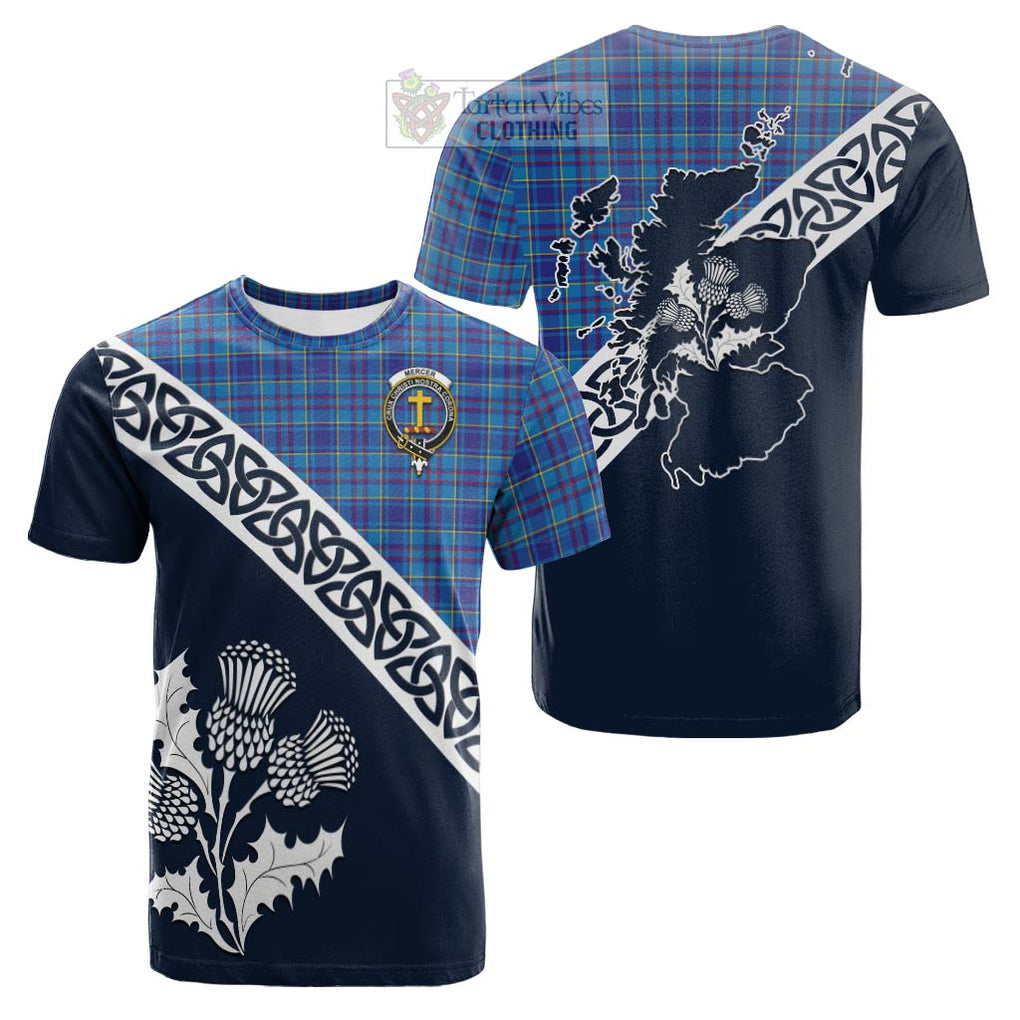 Tartan Vibes Clothing Mercer Tartan Cotton T-shirt Featuring Thistle and Scotland Map