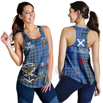 Mercer Tartan Women's Racerback Tanks Happy St. Andrew's Day Half Tartan Style