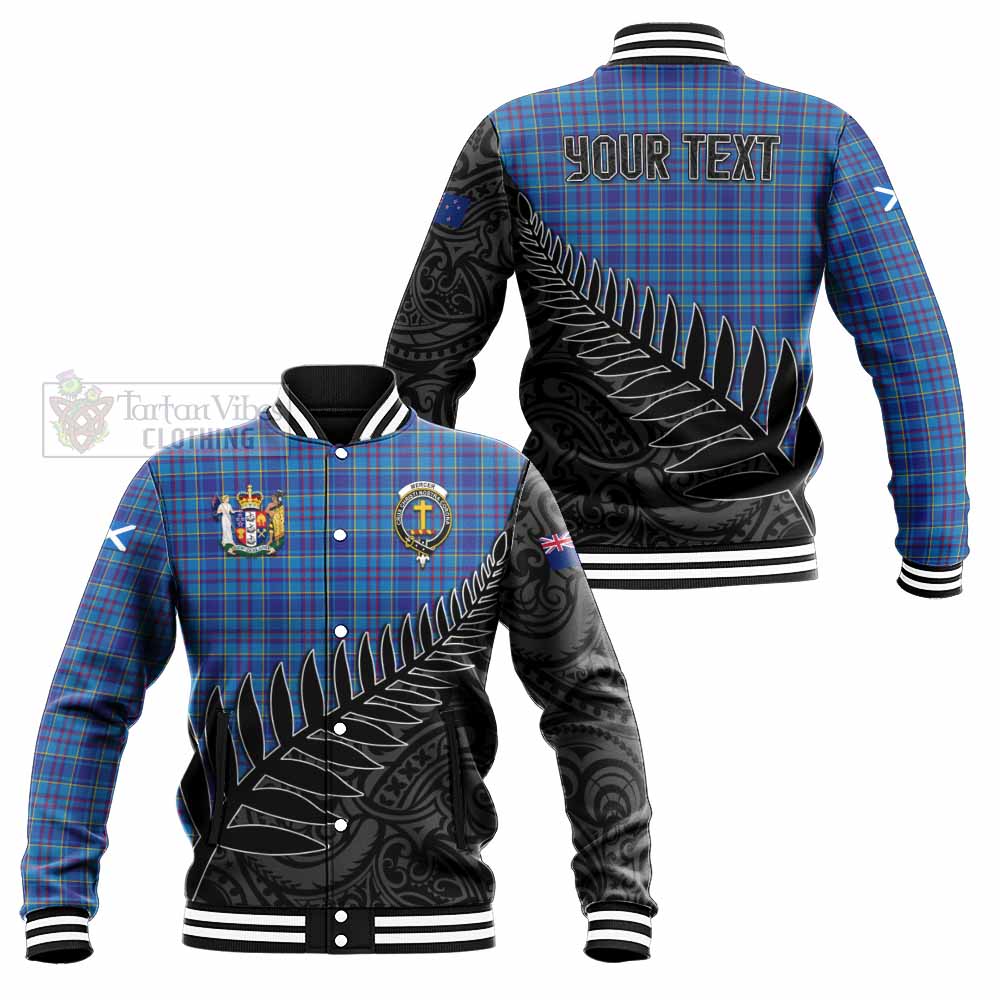 Tartan Vibes Clothing Mercer Crest Tartan Baseball Jacket with New Zealand Silver Fern Half Style