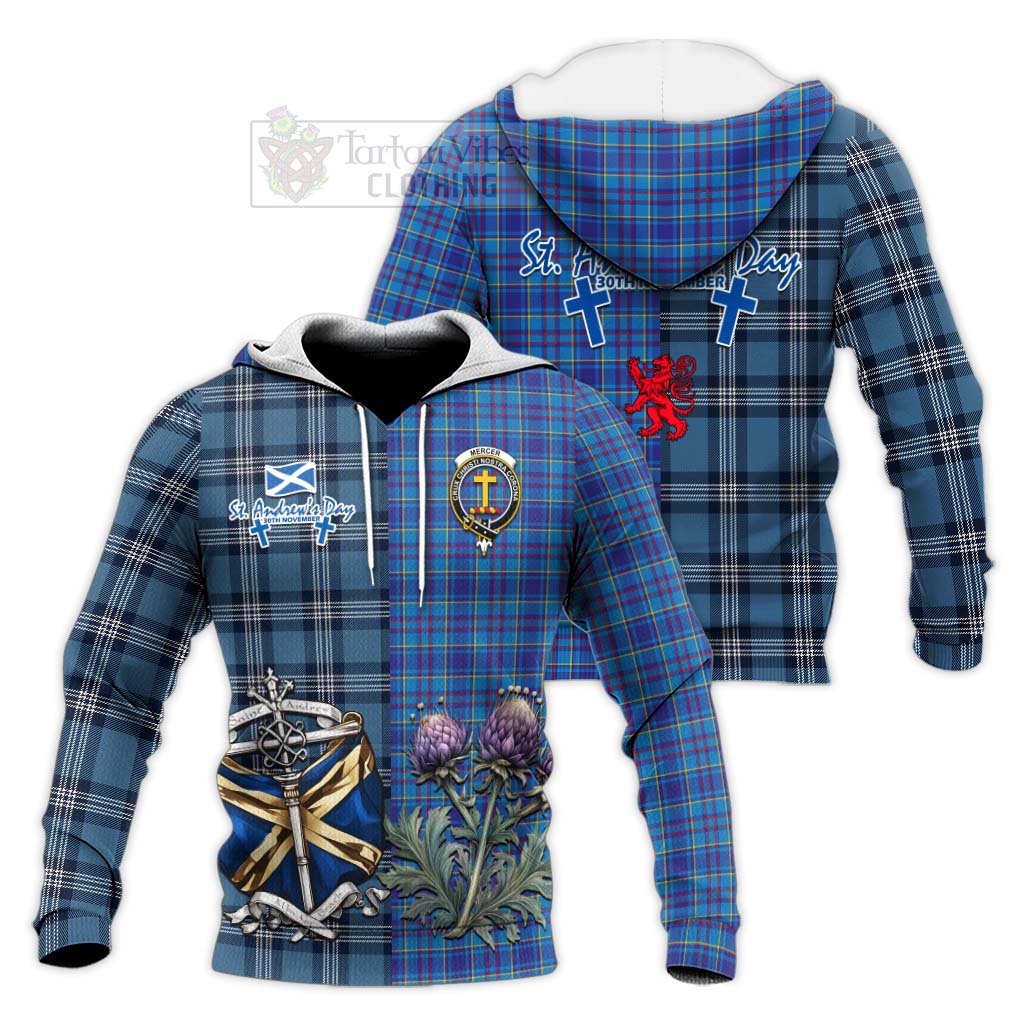 Tartan Vibes Clothing Mercer Tartan Knitted Hoodie Happy St. Andrew's Day Half Tartan Style