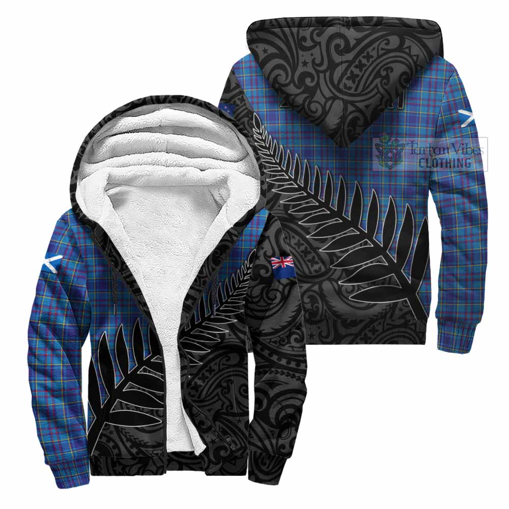 Tartan Vibes Clothing Mercer Crest Tartan Sherpa Hoodie with New Zealand Silver Fern Half Style