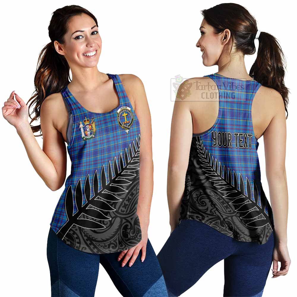 Tartan Vibes Clothing Mercer Crest Tartan Women's Racerback Tanks with New Zealand Silver Fern Half Style