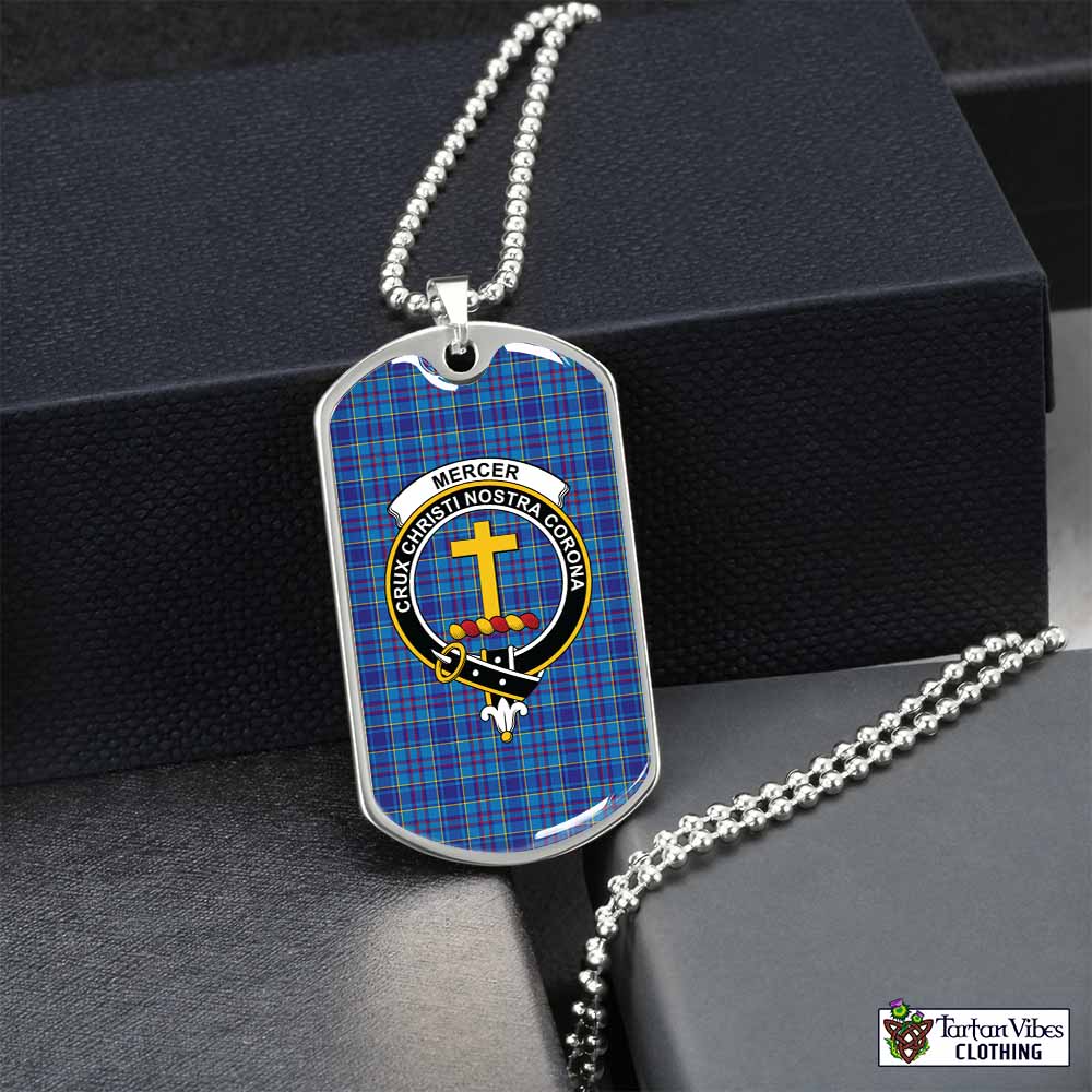 Tartan Vibes Clothing Mercer Tartan Dog Tag Necklace with Family Crest