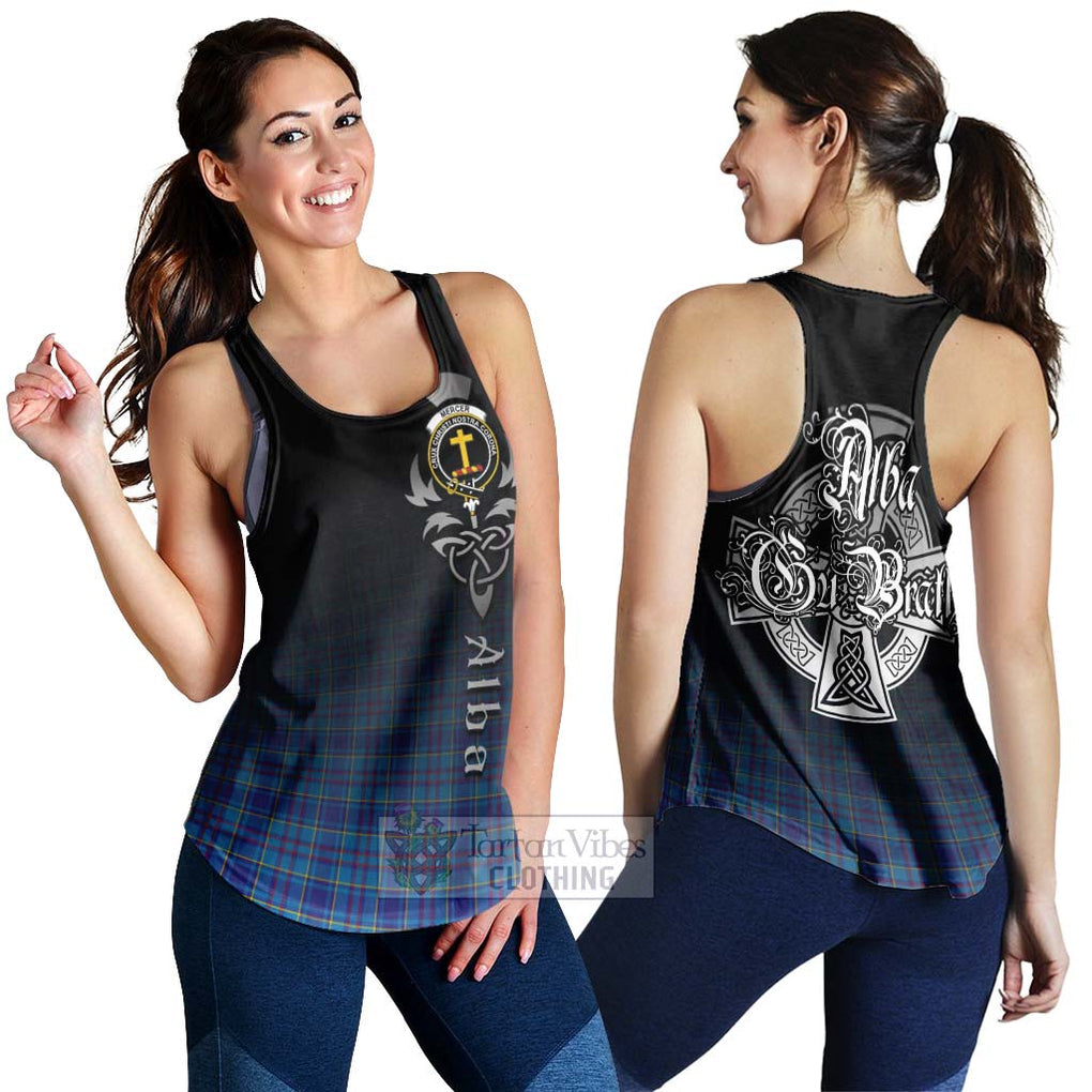 Tartan Vibes Clothing Mercer Tartan Women's Racerback Tanks Featuring Alba Gu Brath Family Crest Celtic Inspired