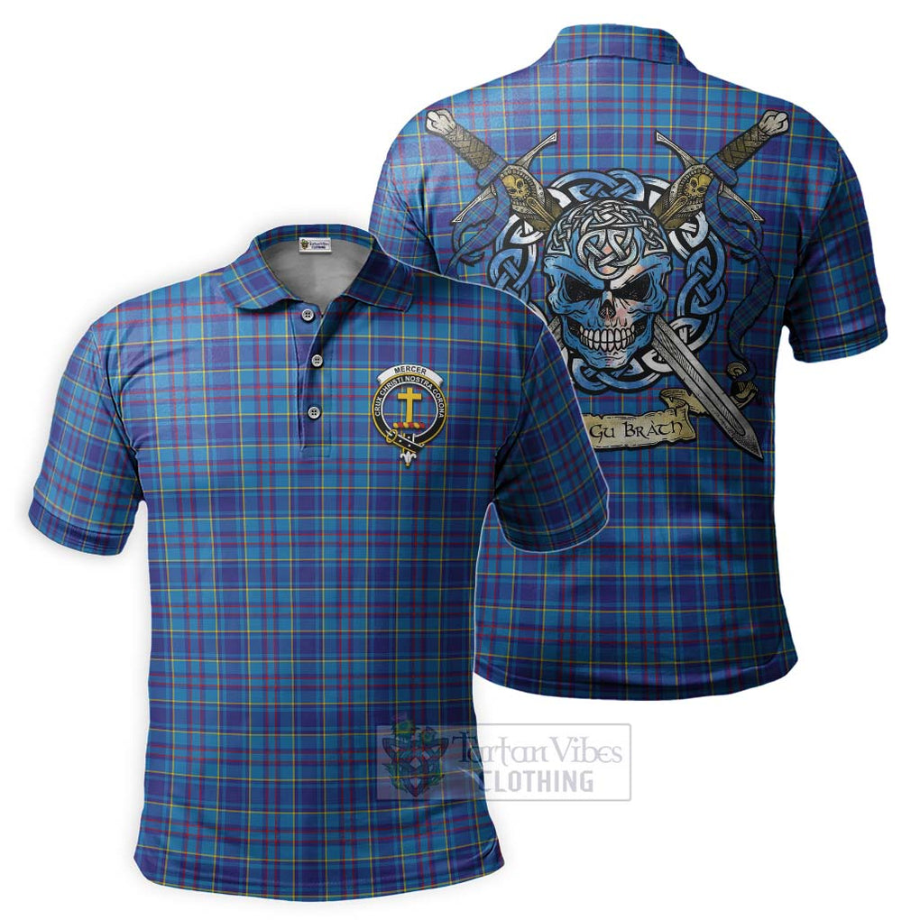 Tartan Vibes Clothing Mercer Tartan Polo Shirt with Family Crest Celtic Skull Style