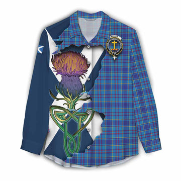 Mercer Tartan Family Crest Women's Casual Shirt Scottish Thistle Celtic Inspired Female - Tartan Vibes Clothing