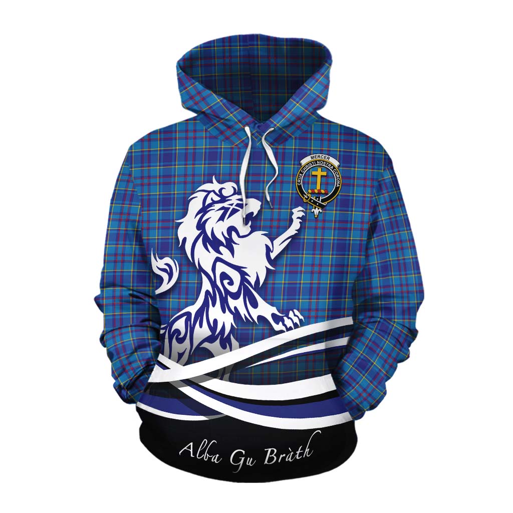 Tartan Vibes Clothing Mercer Tartan Cotton Hoodie with Alba Gu Brath Regal Lion Emblem