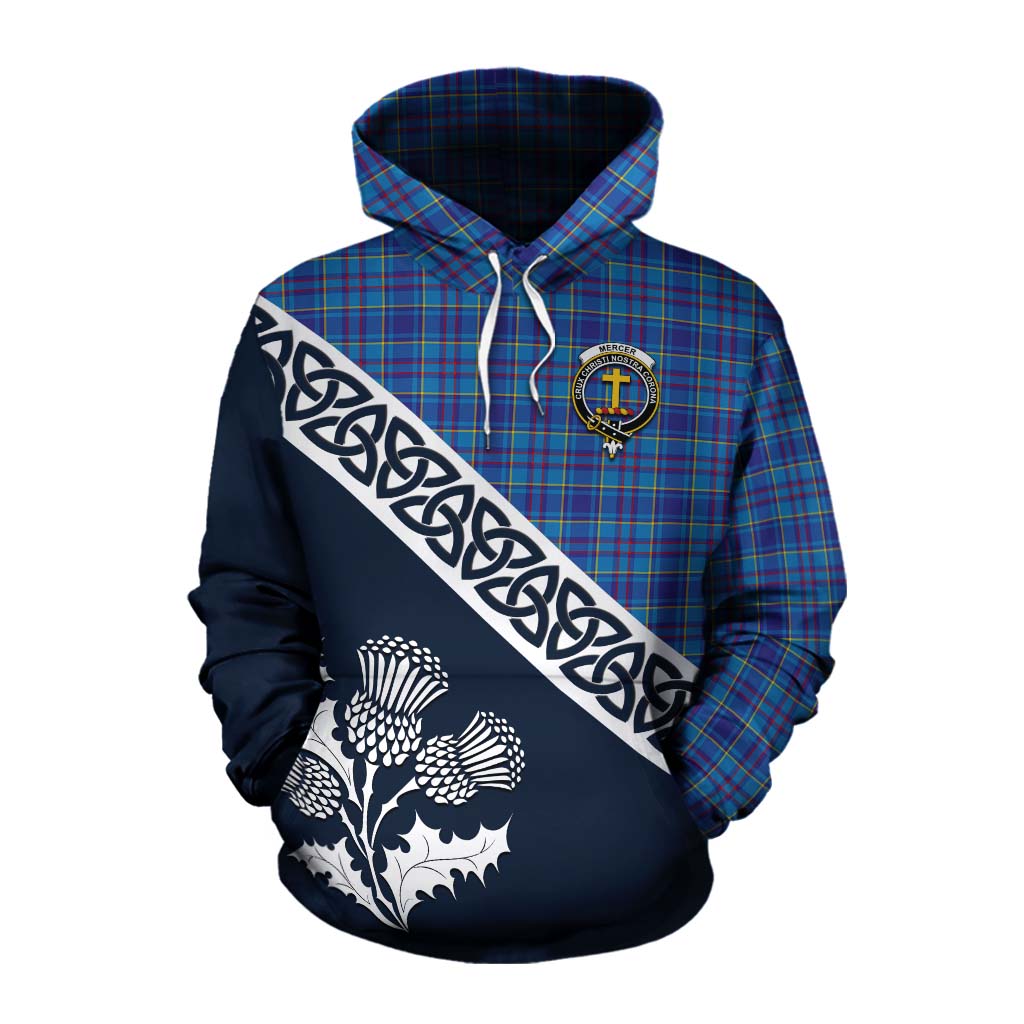 Tartan Vibes Clothing Mercer Tartan Cotton Hoodie Featuring Thistle and Scotland Map