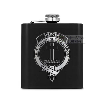 Mercer Crest Hip Flask Set 7oz Black Stainless Steel with A Gift Box