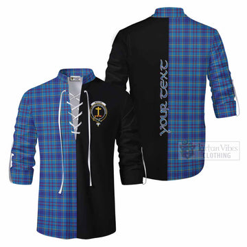 Mercer Tartan Ghillie Kilt Shirt with Family Crest and Half Of Me Style