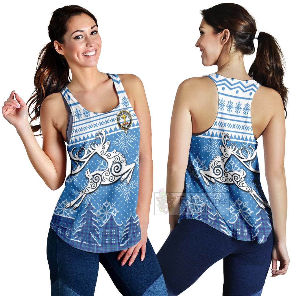 Tartan Vibes Clothing Mercer Clan Christmas Women's Racerback Tanks Celtic Reindeer Style