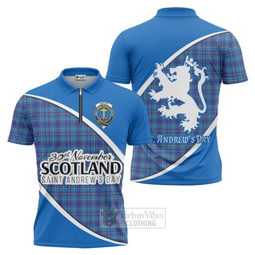 Mercer Family Crest Tartan Zipper Polo Shirt Celebrate Saint Andrew's Day in Style