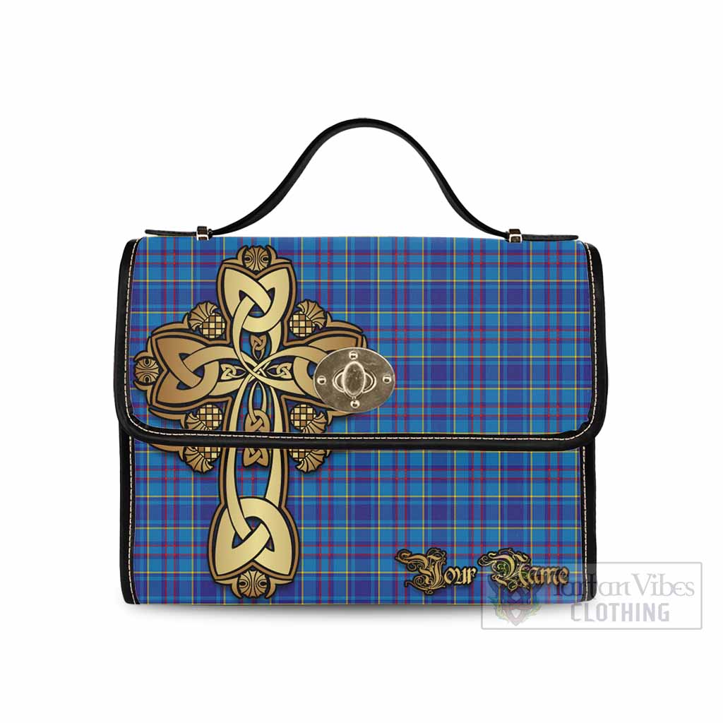 Tartan Vibes Clothing Mercer Tartan Waterproof Canvas Bag Golden Thistle Celtic Cross Style