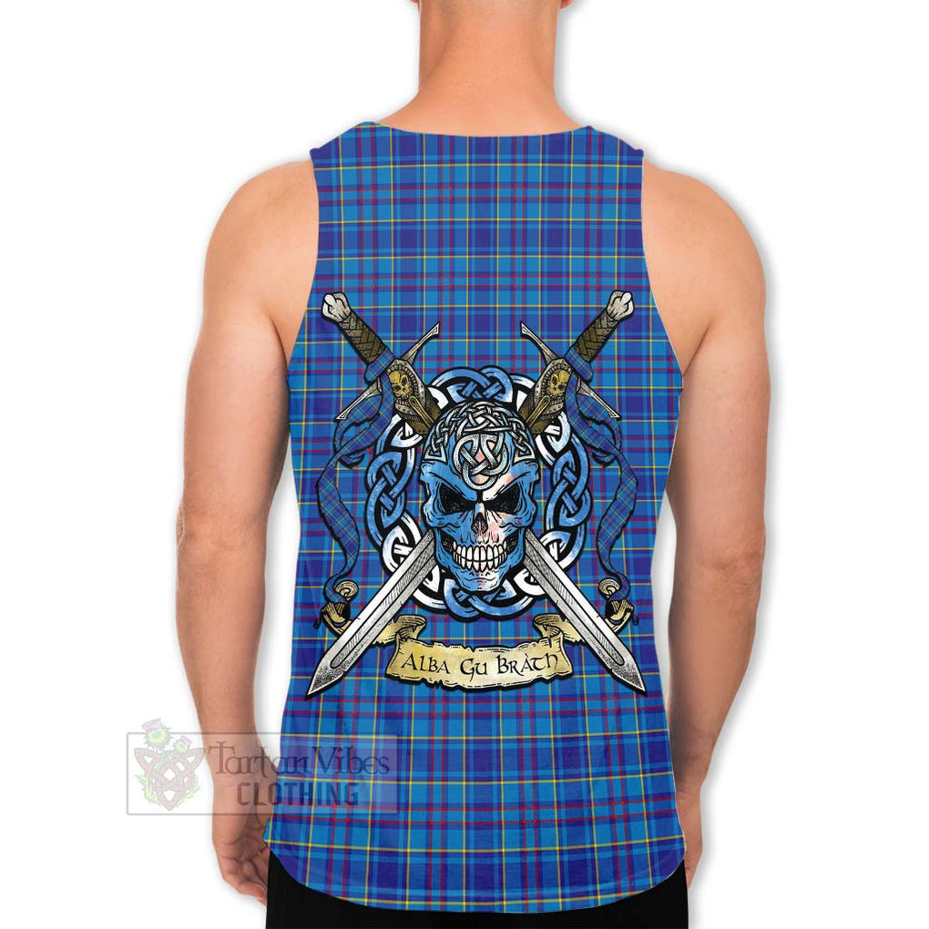 Tartan Vibes Clothing Mercer Tartan Men's Tank Top with Family Crest Celtic Skull Style