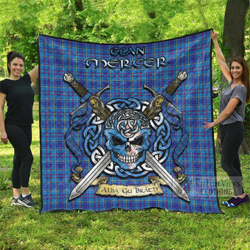 Mercer Tartan Quilt with Celtic Skull Alba Gu Brath Style