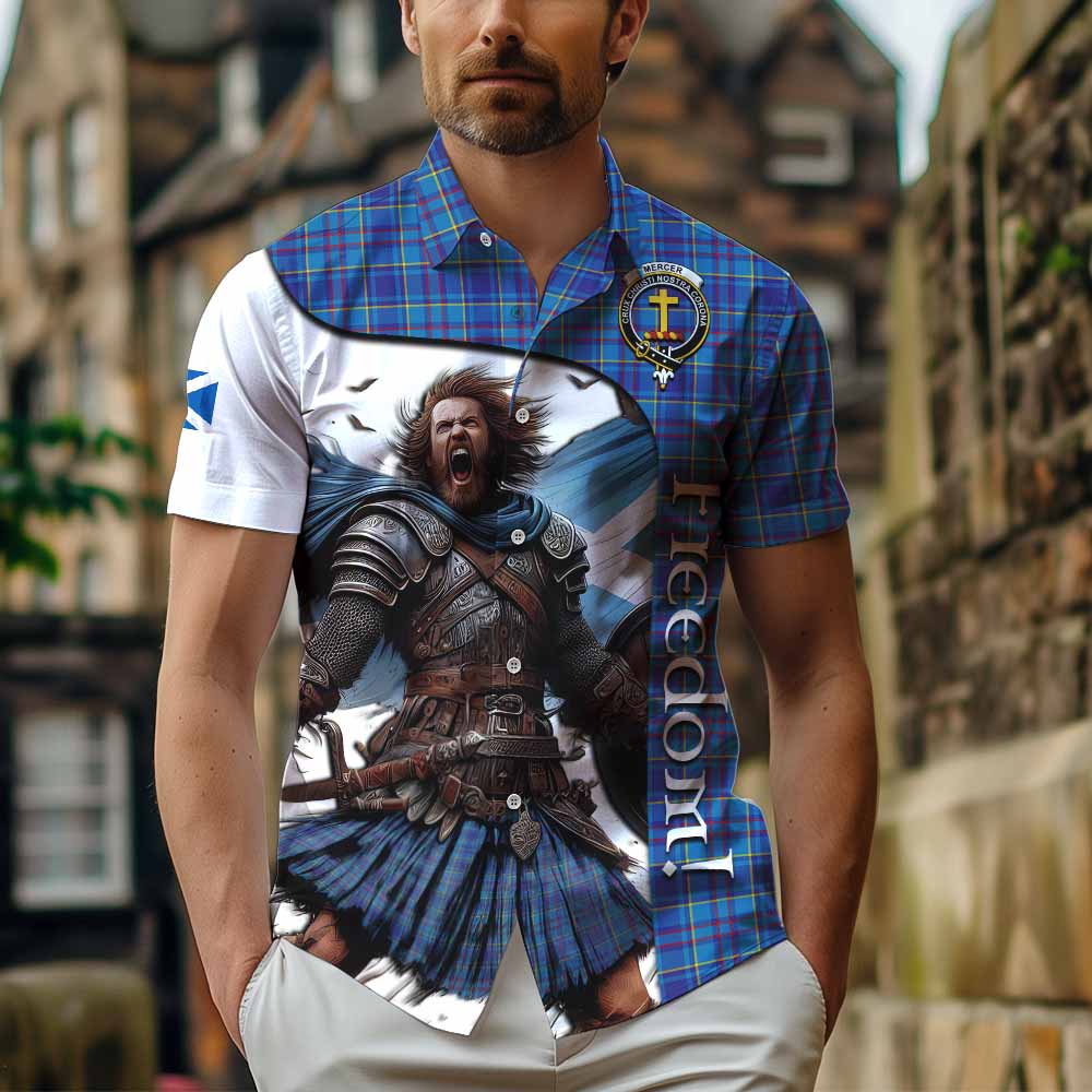 Tartan Vibes Clothing Mercer Crest Tartan Short Sleeve Button Shirt Inspired by the Freedom of Scottish Warrior