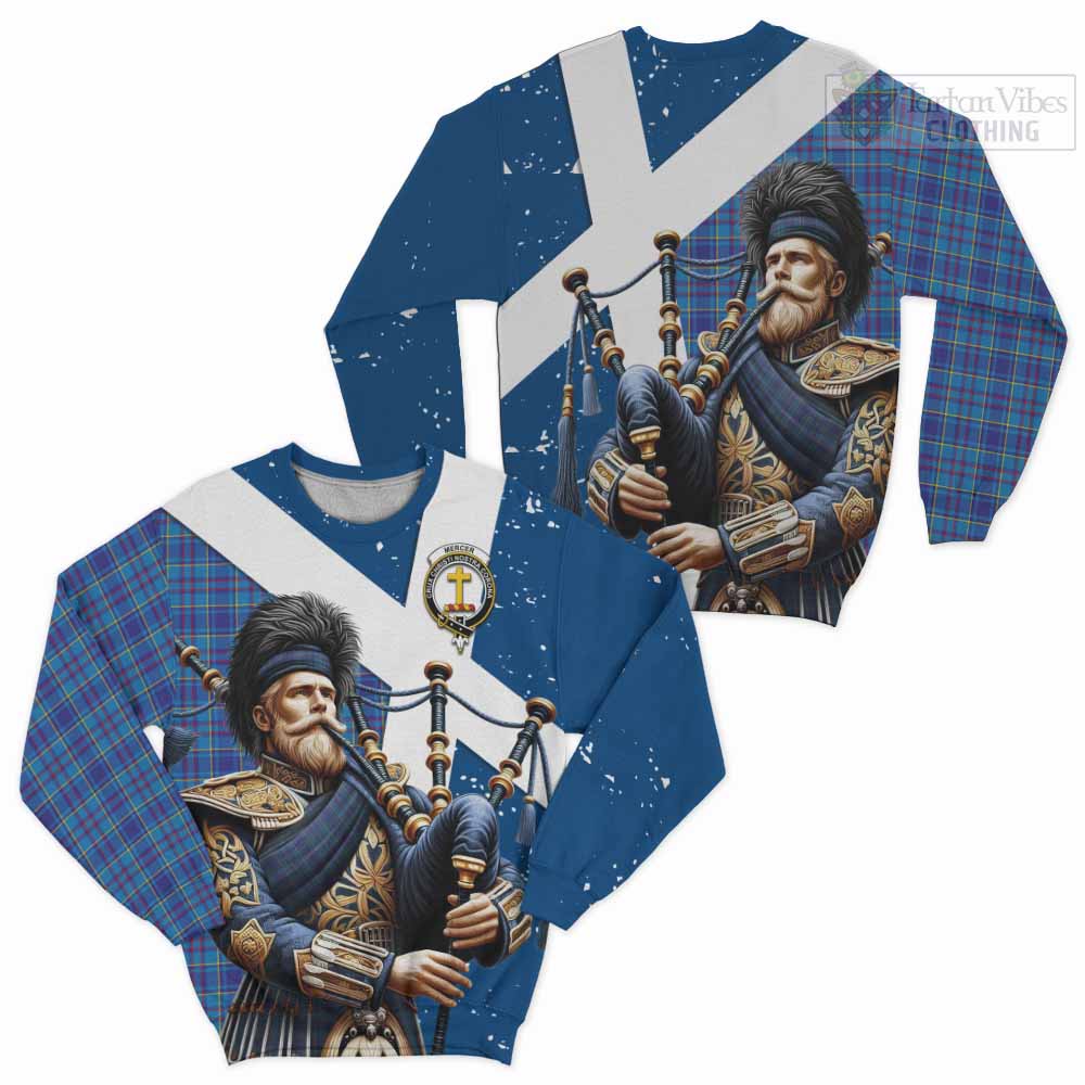 Tartan Vibes Clothing Mercer Tartan Sweatshirt with Family Crest Scottish Bagpiper Vibes