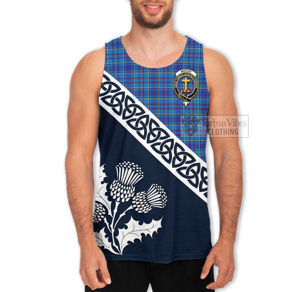 Tartan Vibes Clothing Mercer Tartan Men's Tank Top Featuring Thistle and Scotland Map