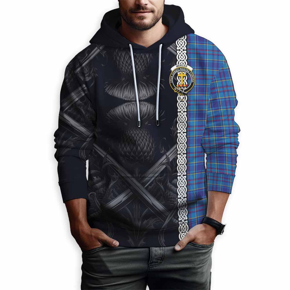 Tartan Vibes Clothing Mercer Tartan Hoodie with Family Crest Cross Sword Thistle Celtic Vibes