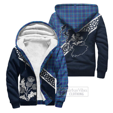 Mercer Tartan Sherpa Hoodie Featuring Thistle and Scotland Map