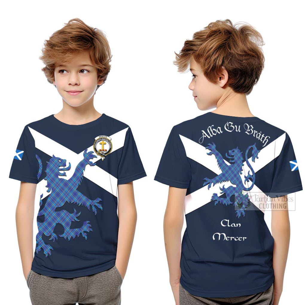 Tartan Vibes Clothing Mercer Tartan Lion Rampant Kid T-Shirt – Proudly Display Your Heritage with Alba Gu Brath and Clan Name