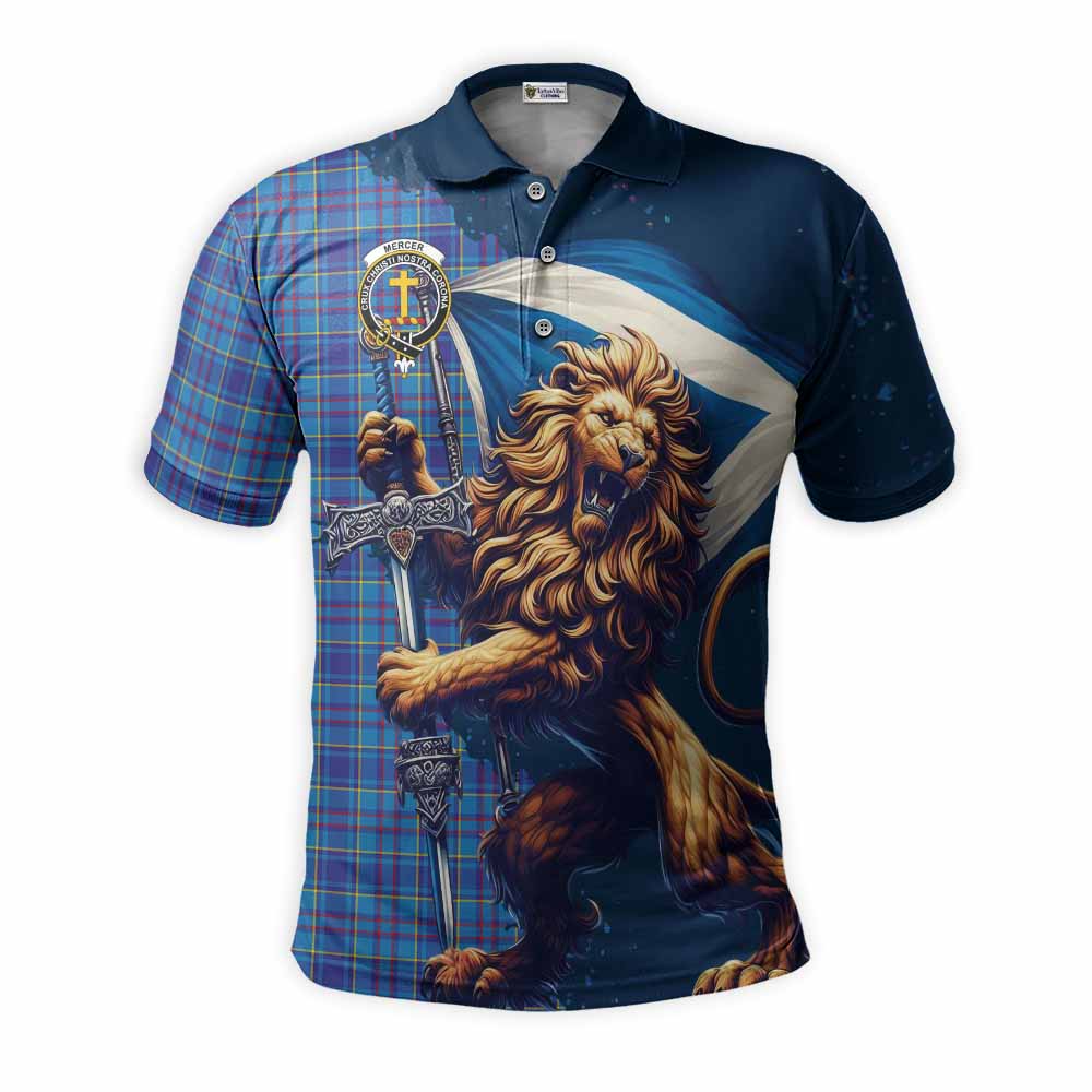 Tartan Vibes Clothing Mercer Tartan Family Crest Men's Polo Shirt with Scottish Majestic Lion