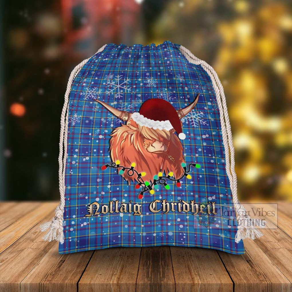 Tartan Vibes Clothing Mercer Tartan Christmas Santa's Bag with Highland Cow