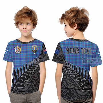 Mercer Crest Tartan Kid T-Shirt with New Zealand Silver Fern Half Style