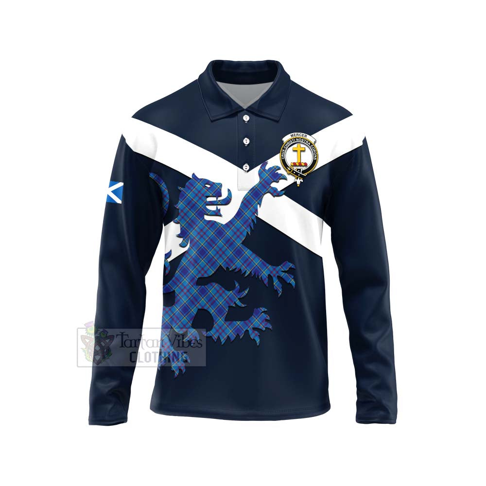 Tartan Vibes Clothing Mercer Tartan Lion Rampant Long Sleeve Polo Shirt – Proudly Display Your Heritage with Alba Gu Brath and Clan Name