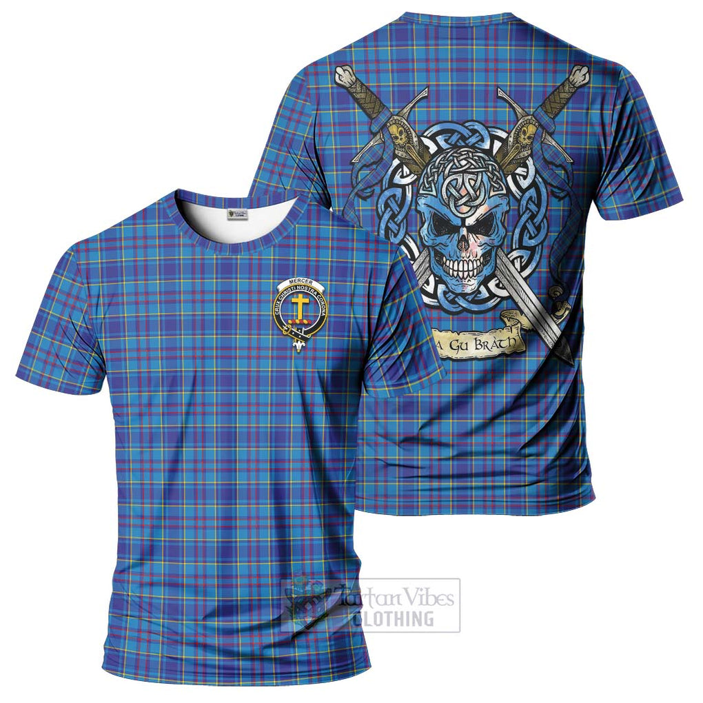 Tartan Vibes Clothing Mercer Tartan T-Shirt with Family Crest Celtic Skull Style