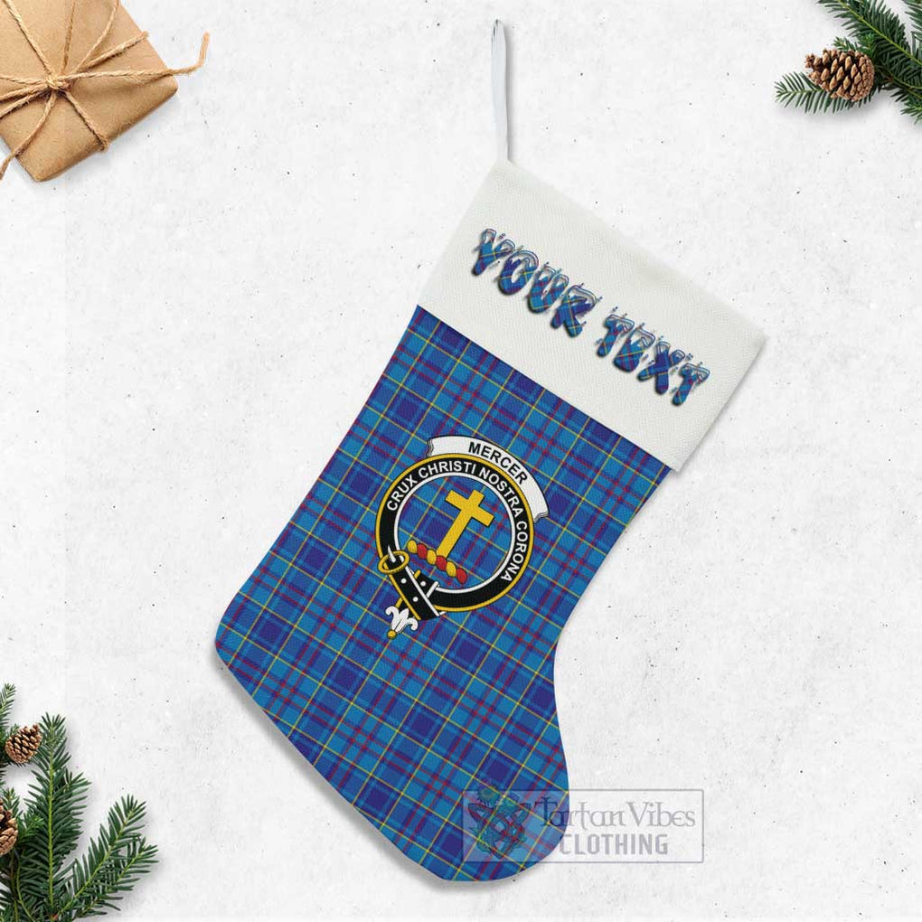 Tartan Vibes Clothing Mercer Tartan Family Crest Christmas Stocking with Personalized Text