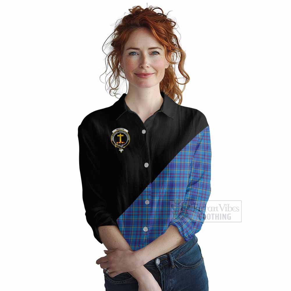 Tartan Vibes Clothing Mercer Tartan Women's Casual Shirt with Family Crest and Military Logo Style