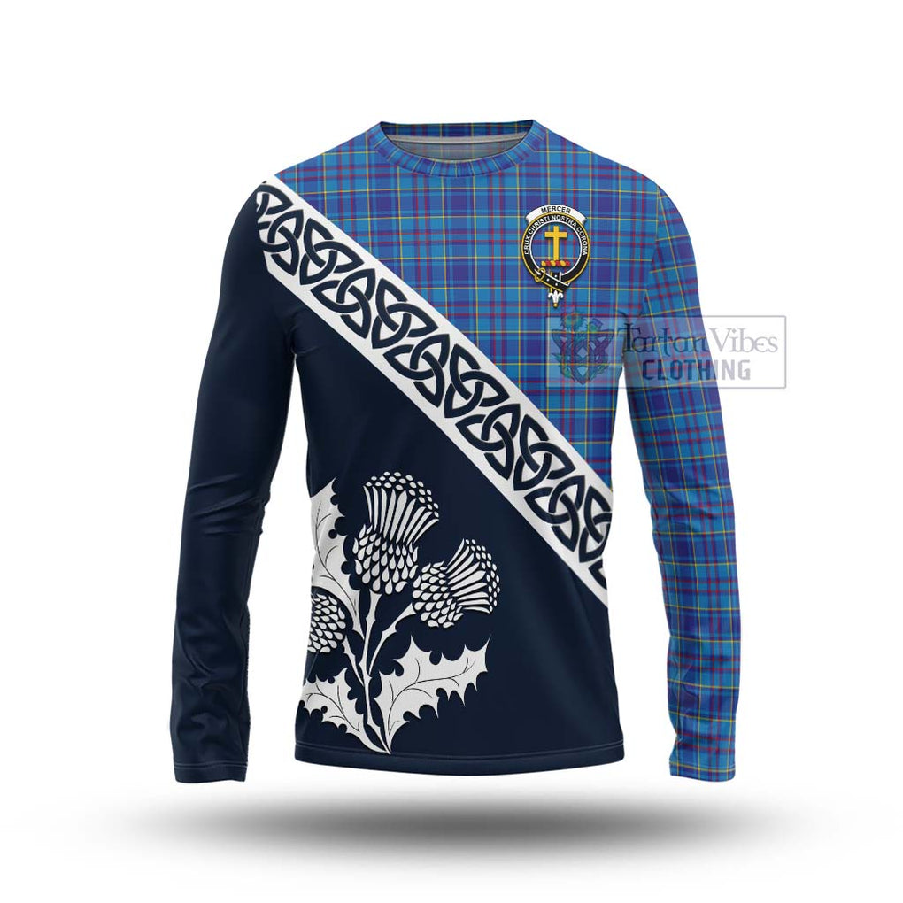 Tartan Vibes Clothing Mercer Tartan Long Sleeve T-Shirt Featuring Thistle and Scotland Map