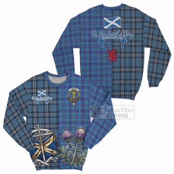 Mercer Tartan Sweatshirt Happy St. Andrew's Day Half Tartan Style