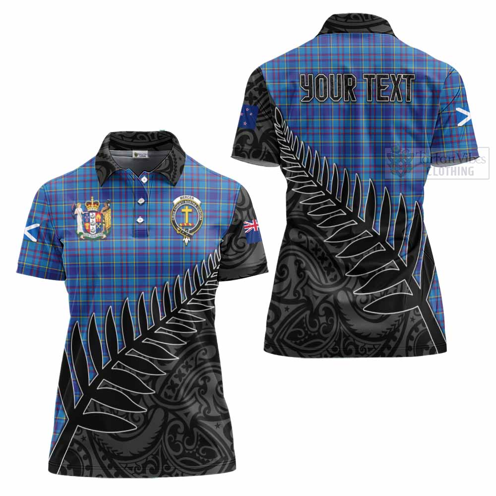 Tartan Vibes Clothing Mercer Crest Tartan Women's Polo Shirt with New Zealand Silver Fern Half Style