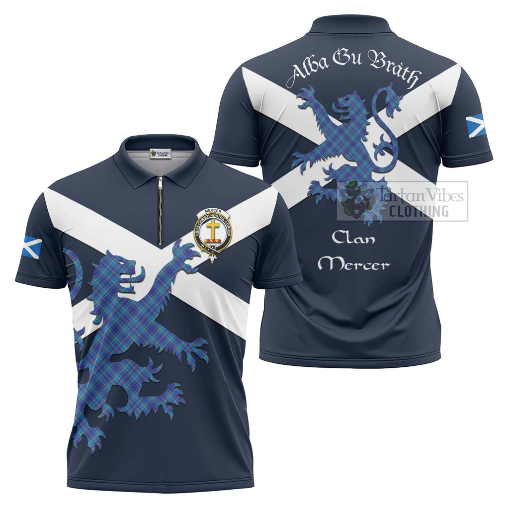 Tartan Vibes Clothing Mercer Tartan Lion Rampant Zipper Polo Shirt – Proudly Display Your Heritage with Alba Gu Brath and Clan Name