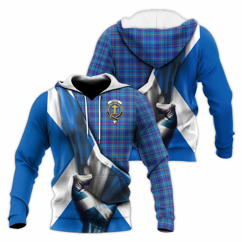 Tartan Vibes Clothing Mercer Tartan Knitted Hoodie with Family Crest Scotland Patriotic Style